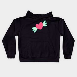 pink heart with wings Kids Hoodie